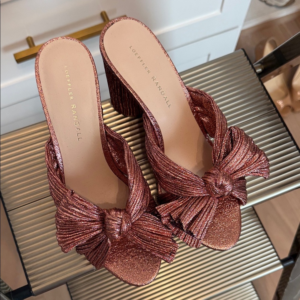 Loeffler Randall Women's Glittery Mules - Copper